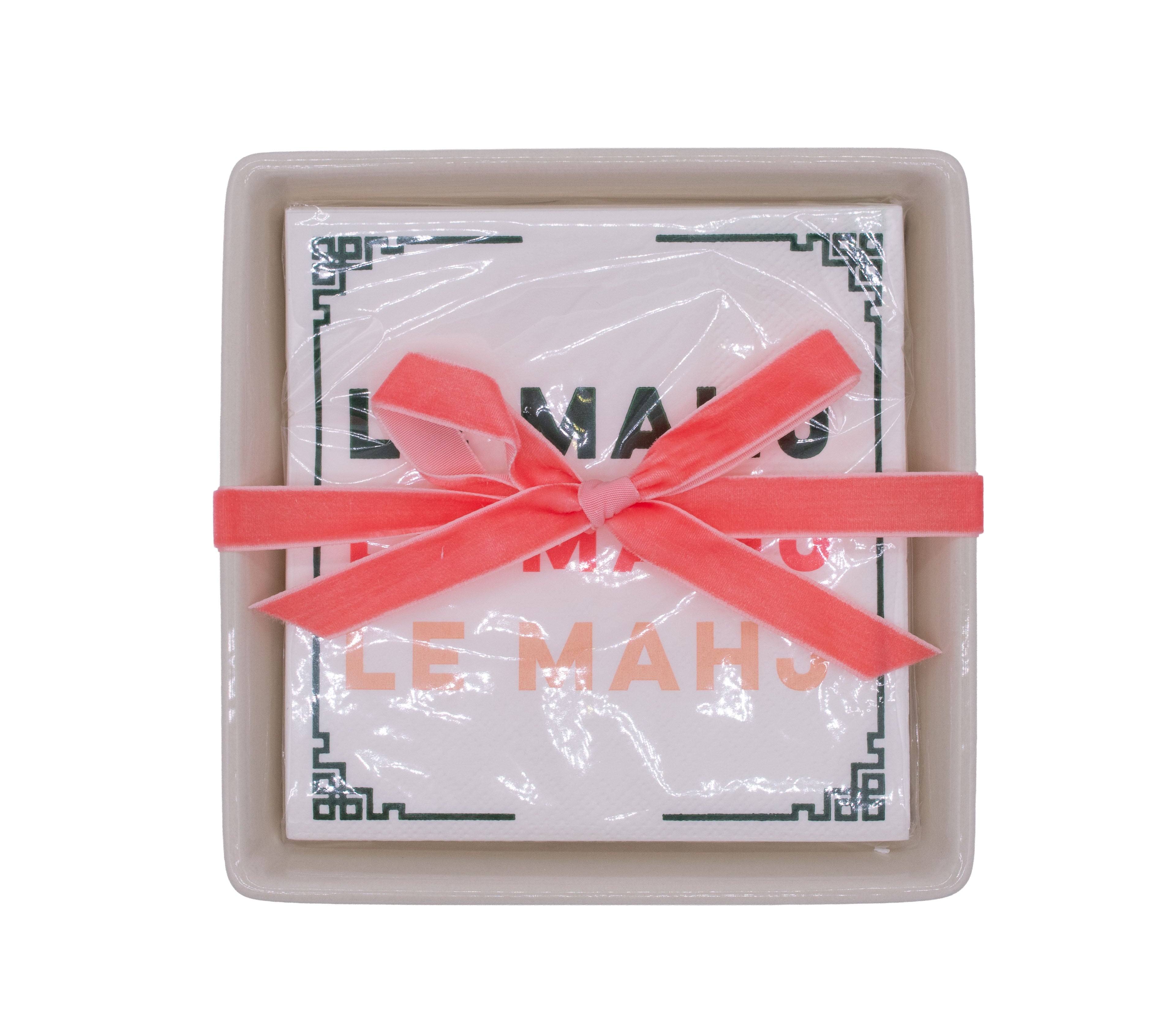 LE MAHJ NAPKINS WITH CERAMIC HOLDER