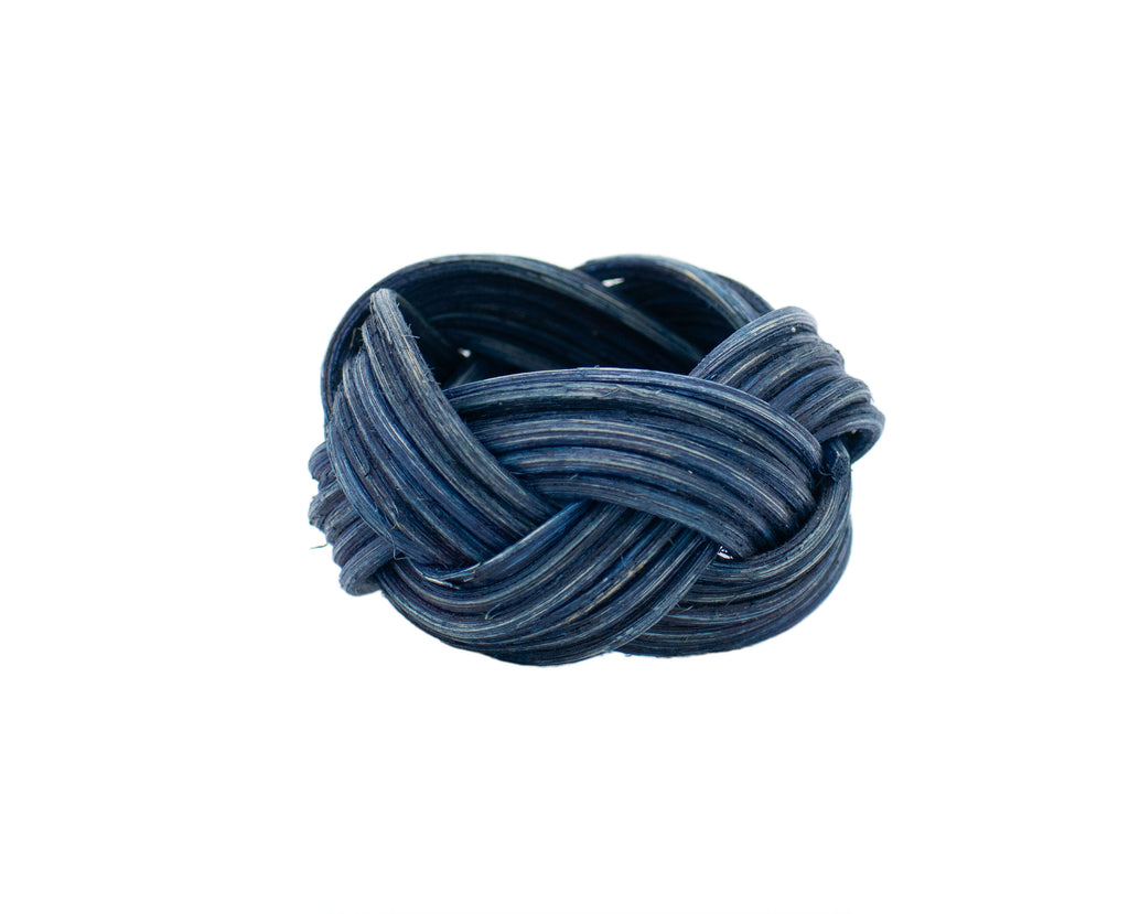 BLUE BRAIDED WEAVE NAPKIN RING (SET OF 4)