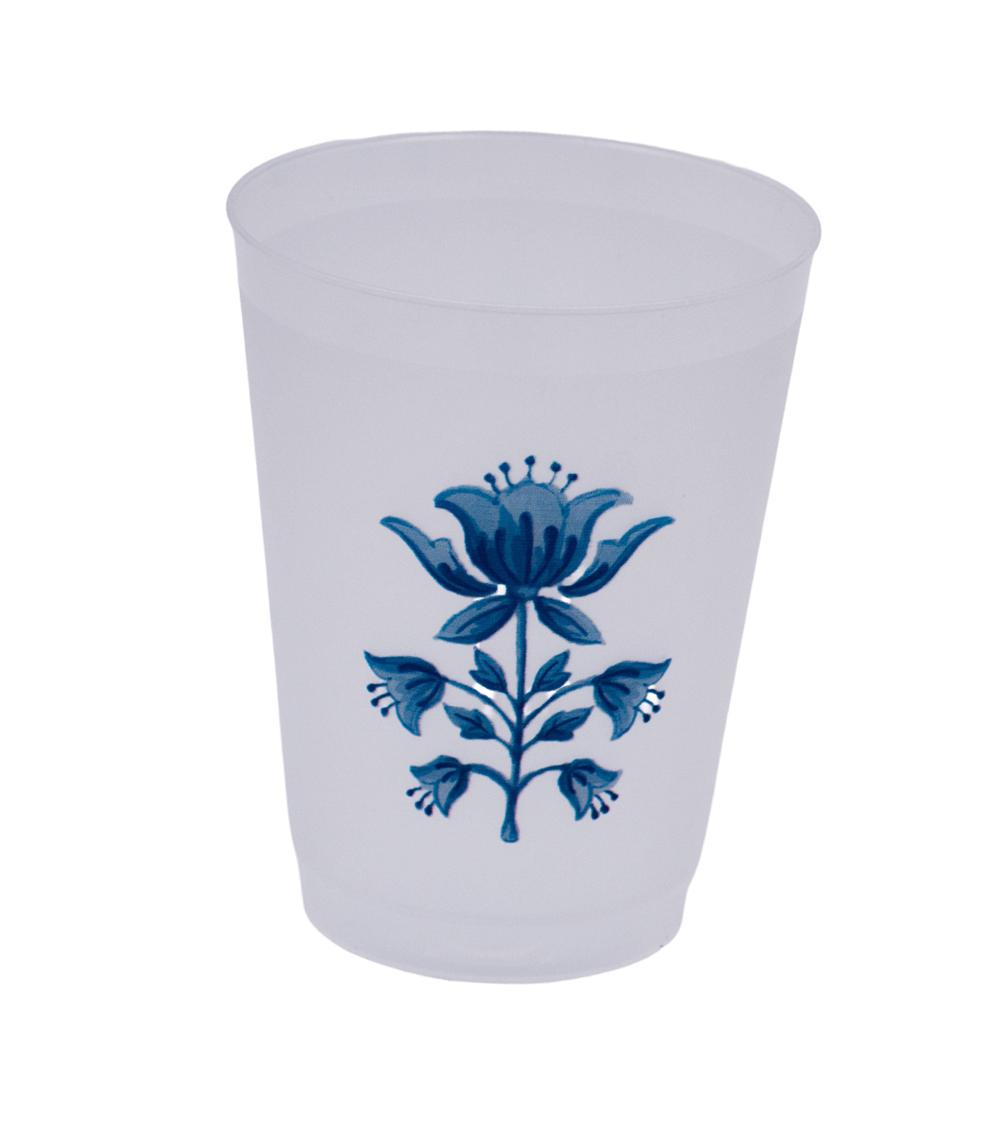 TULIP BLOCK PRINT FROSTED CUP (SET OF 8)