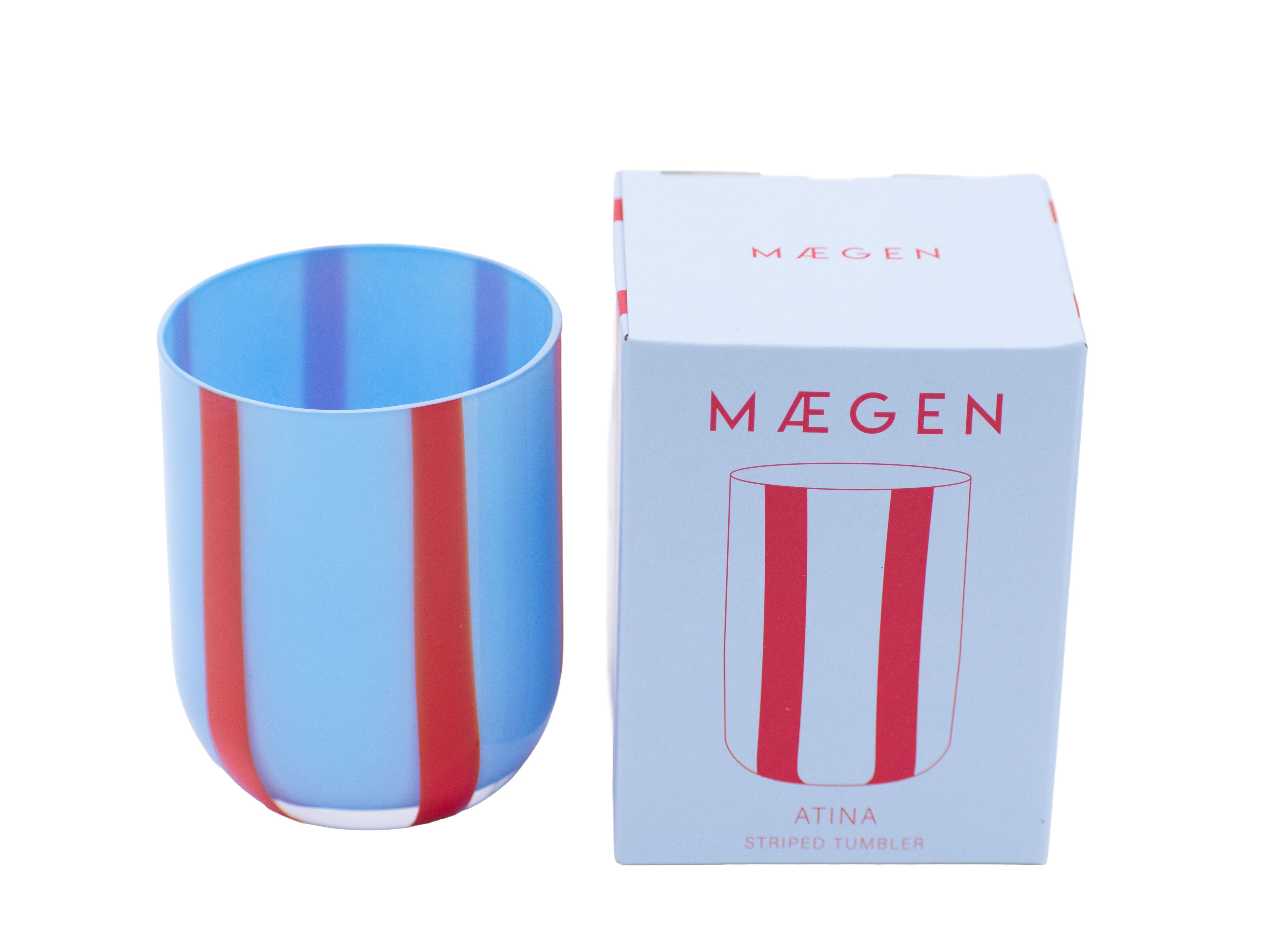 LIGHT BLUE AND RED GLASSWARE