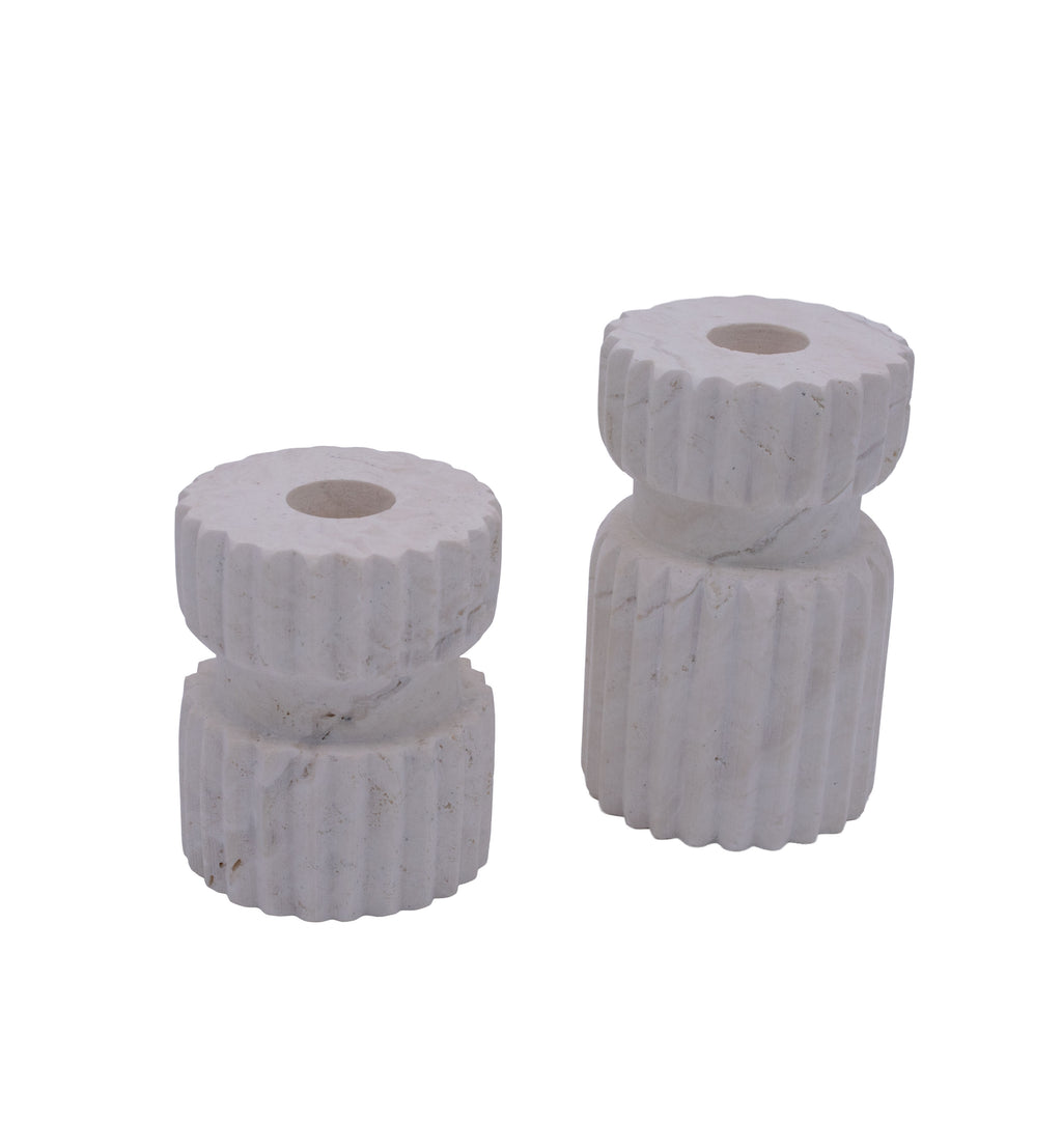 TRAVERTINE CANDLE HOLDER (SHORT)