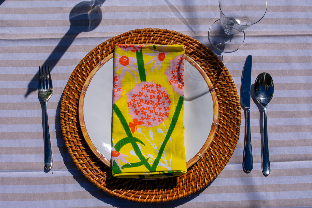 YELLOW FLORAL NAPKINS  (SET OF 4)