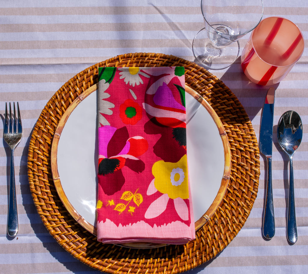 PINK FLORAL NAPKINS (SET OF 4)