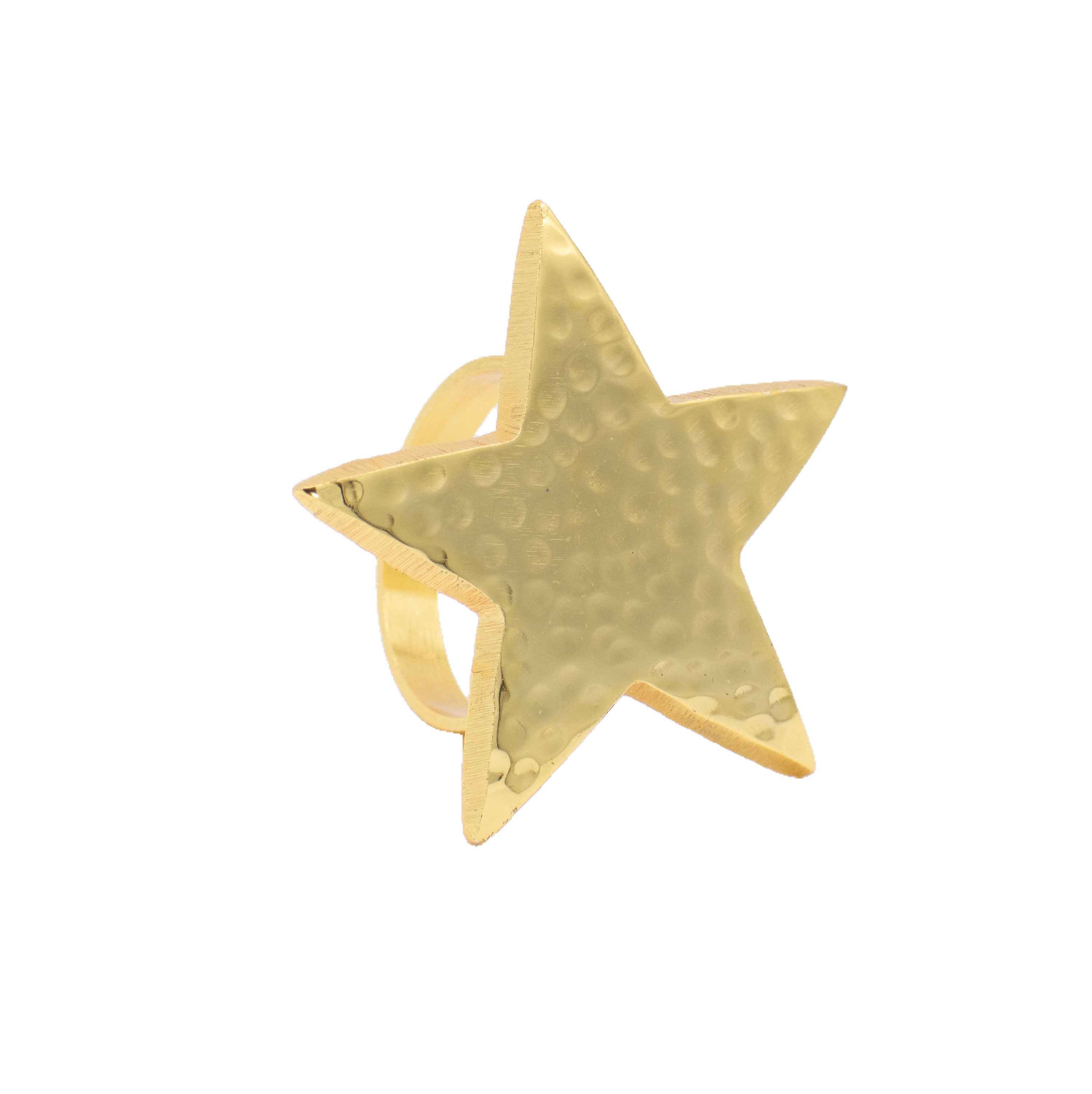 HAMMERED GOLD STAR NAPKIN RING (SET OF FOUR)