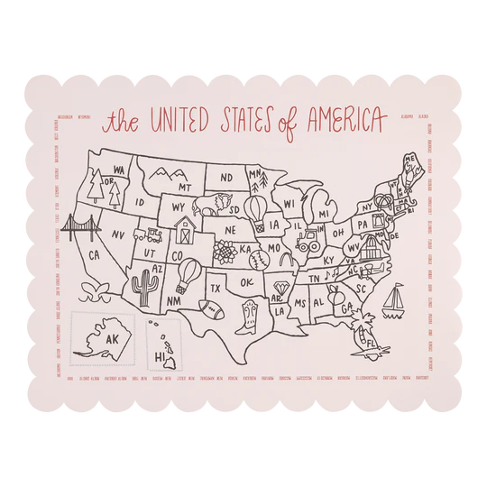 MAP OF USA COLORING PLACEMAT