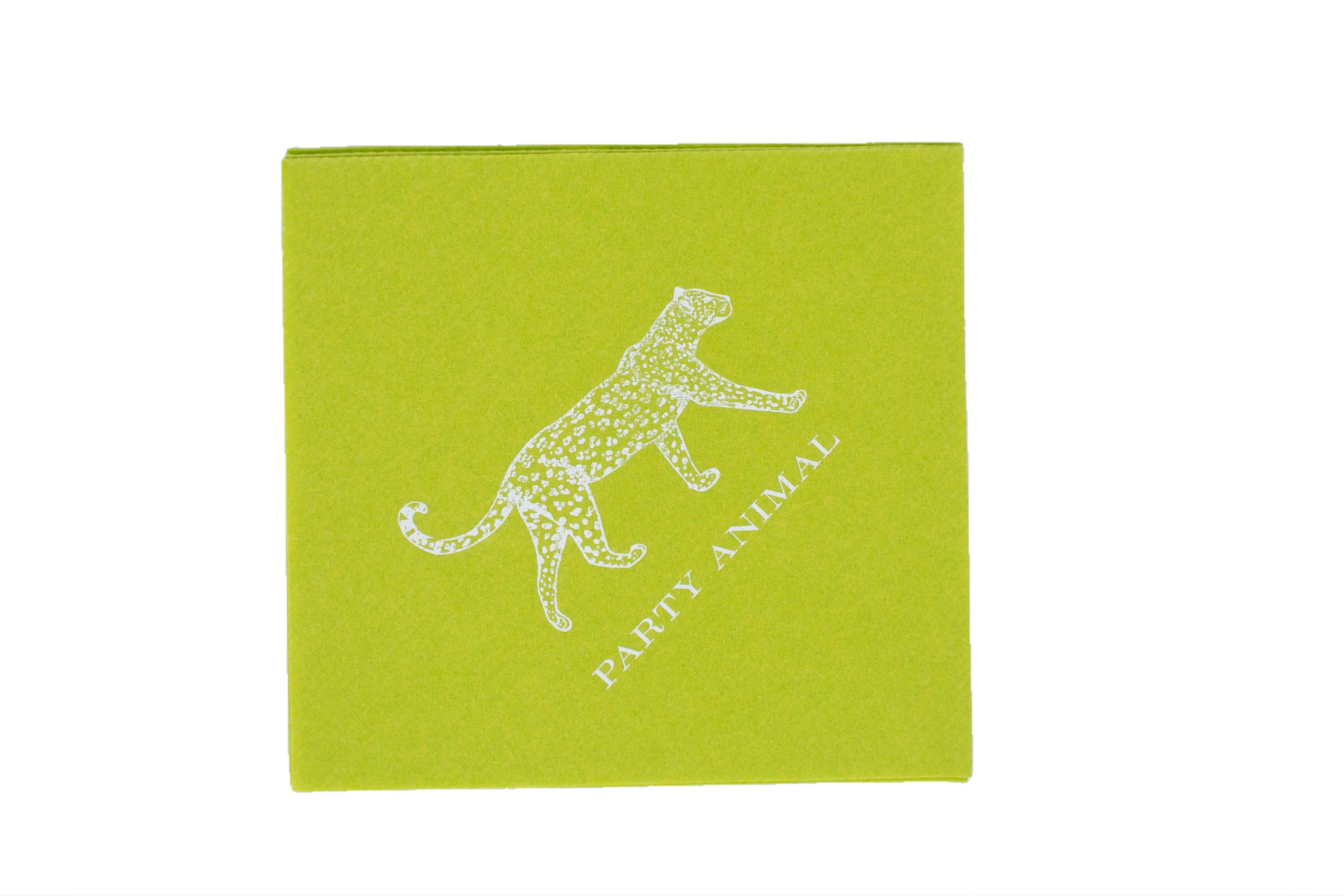 GREEN "PARTY ANIMAL" PAPER COCKTAIL NAPKINS