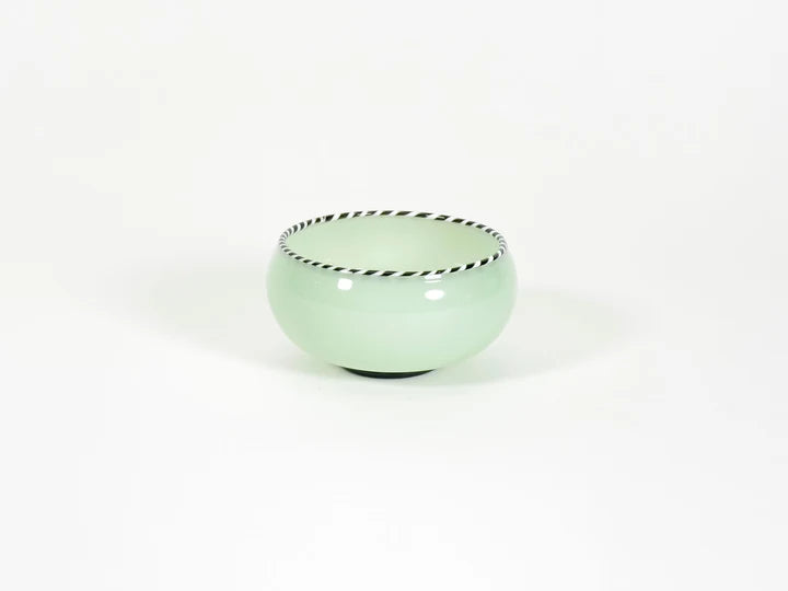 FREDERICKS AND MAE PETITE STRIPED GLASS BOWL JADE GREEN