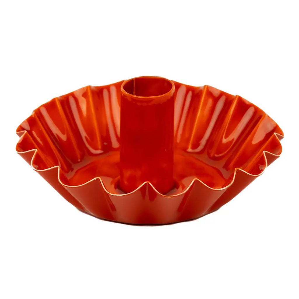 ORANGE SCALLOPED CANDLEHOLDER