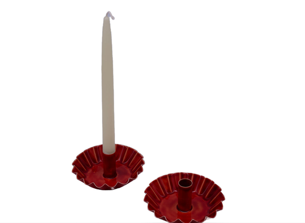 ORANGE SCALLOPED CANDLEHOLDER