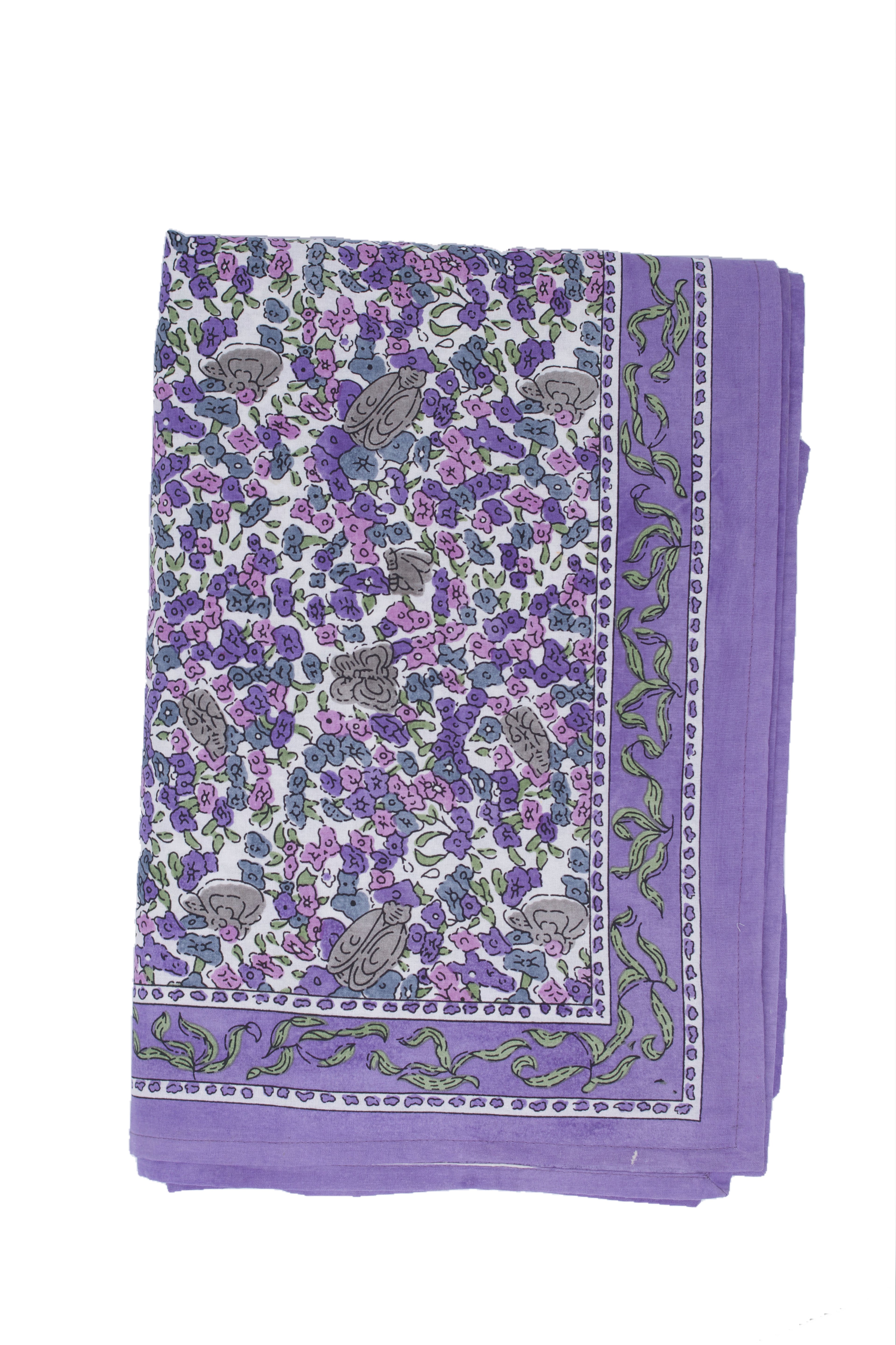 LAVENDER BLOSSOM BLOCK PRINT TABLE CLOTH